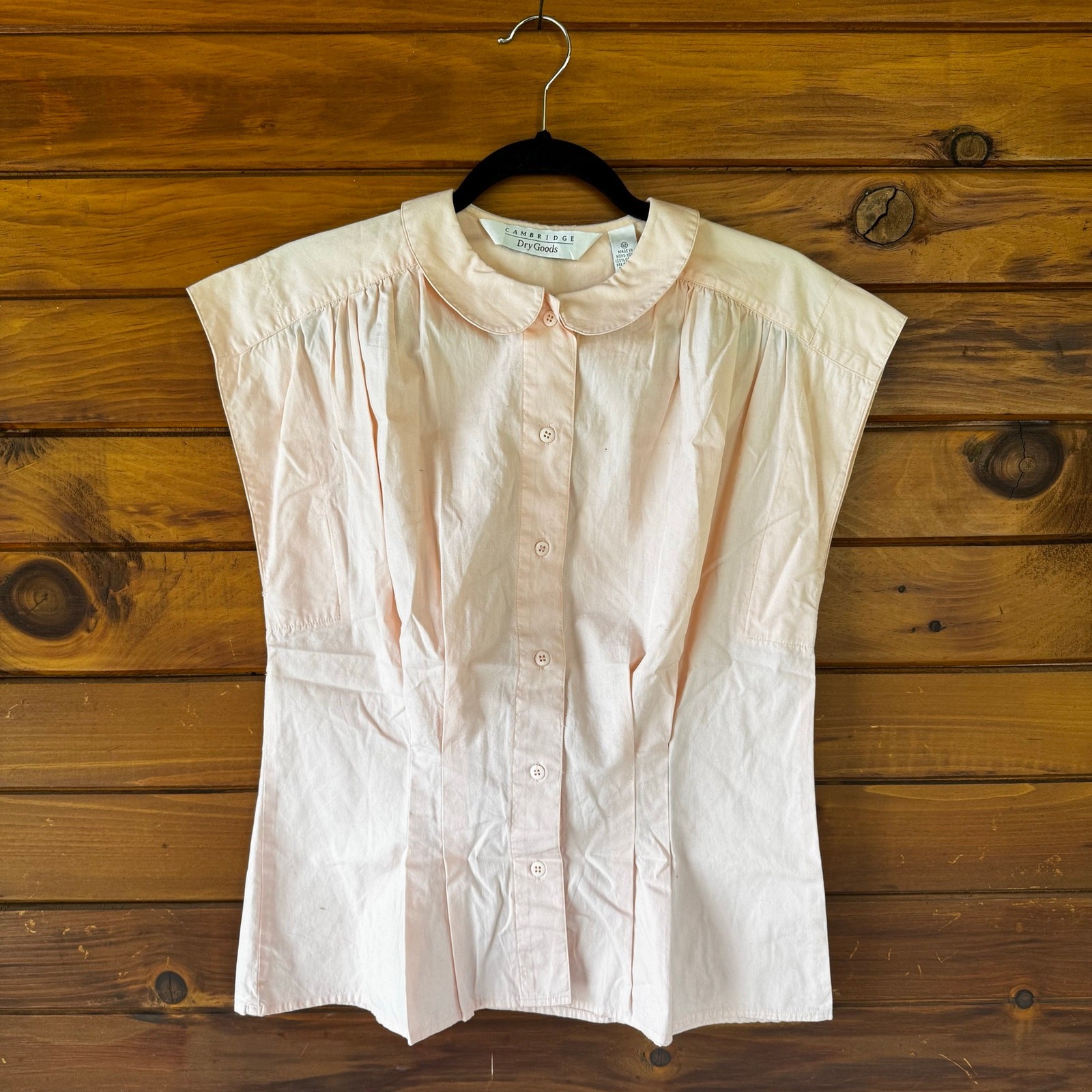 VTG 1990s Cambridge Blush Peter Pan Collar Sleeveless Cotton Top Size 12