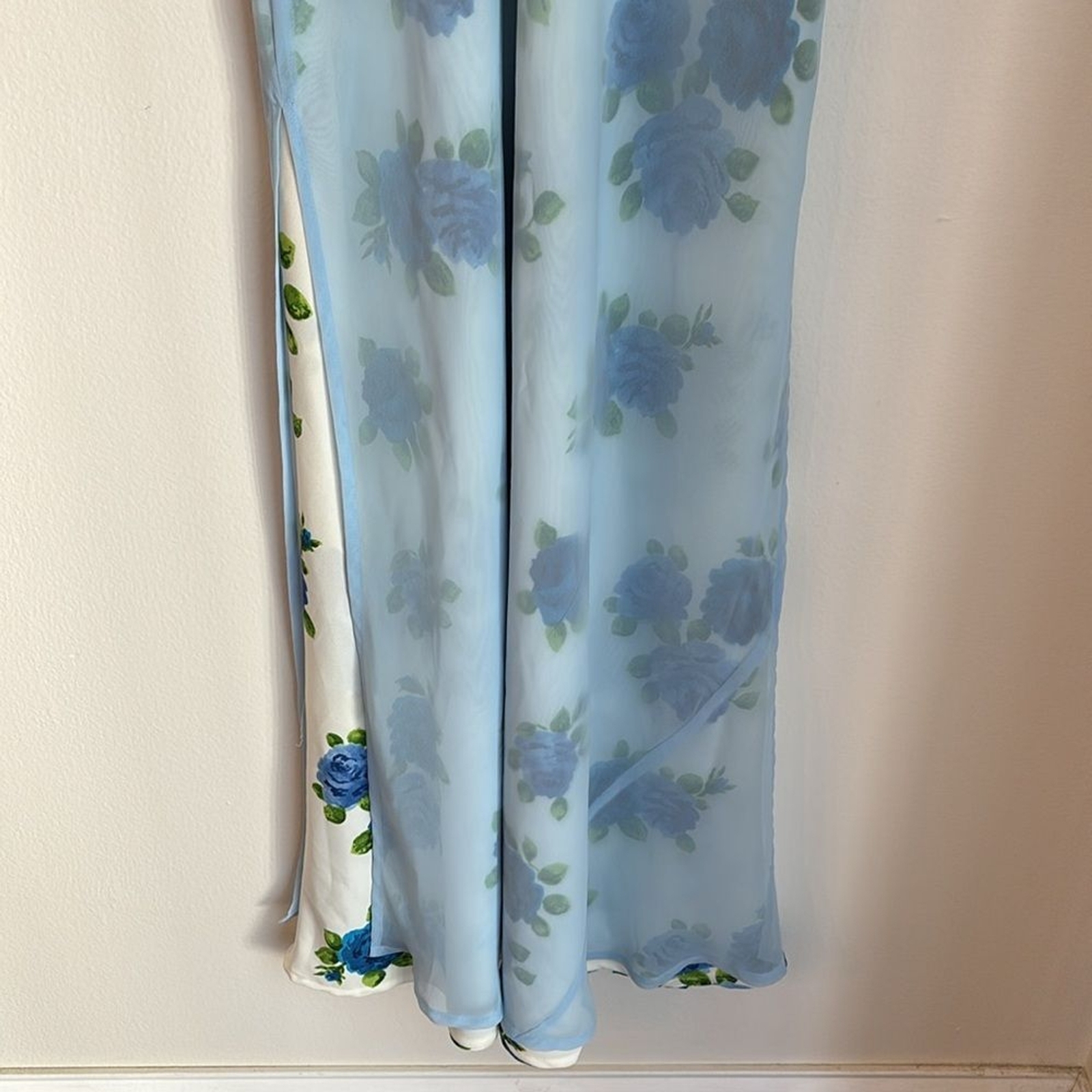 Vintage Women Express double layer Floral Sheer slip fairy Maxi Dress size 5/6!