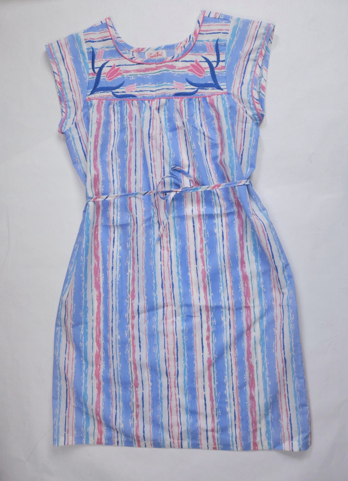 Smart Time Vintage Poly Cotton Embroidered Tulip Spring House Dress Medium