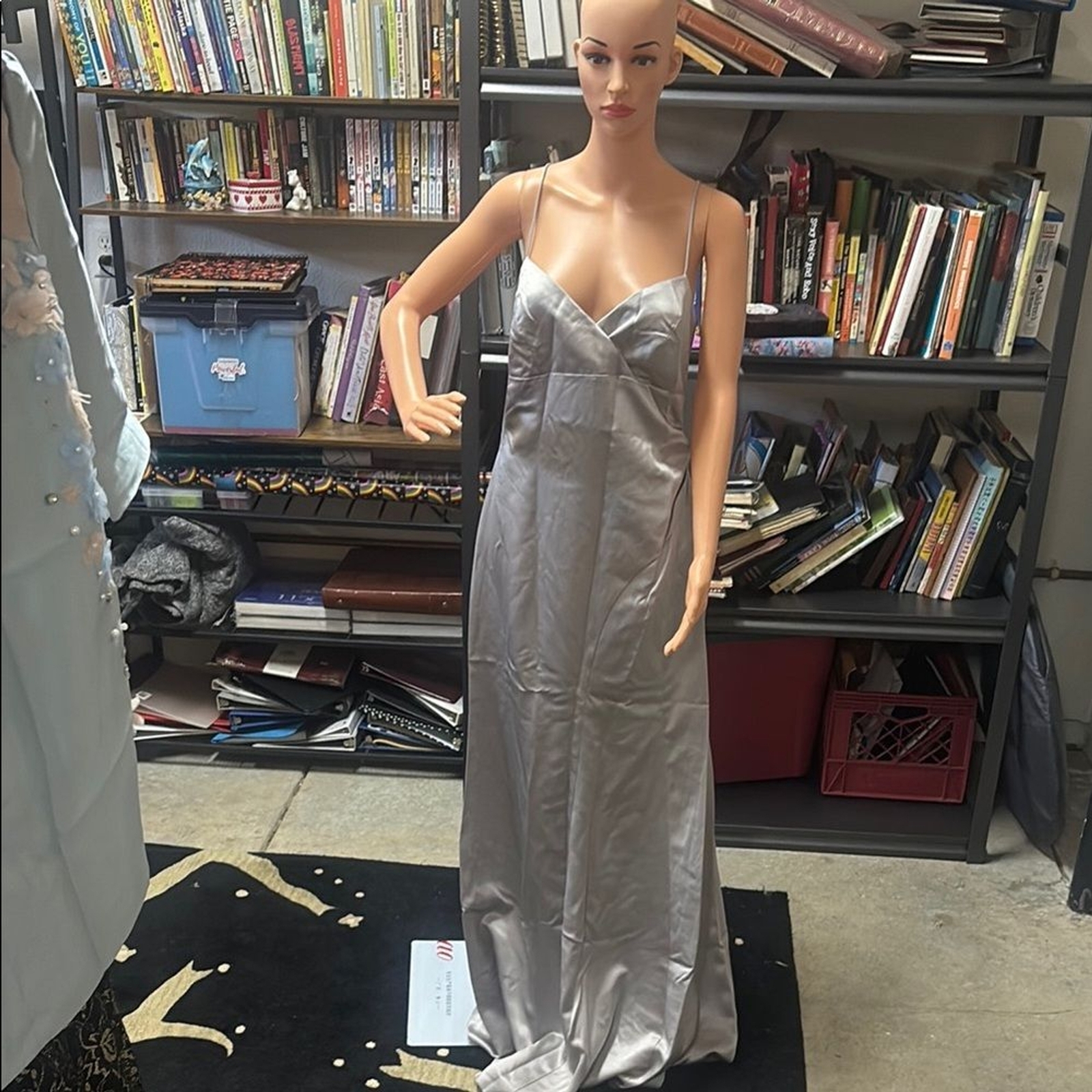 Nicole Miller Soft Lavendar Gray Satin Gown size 14