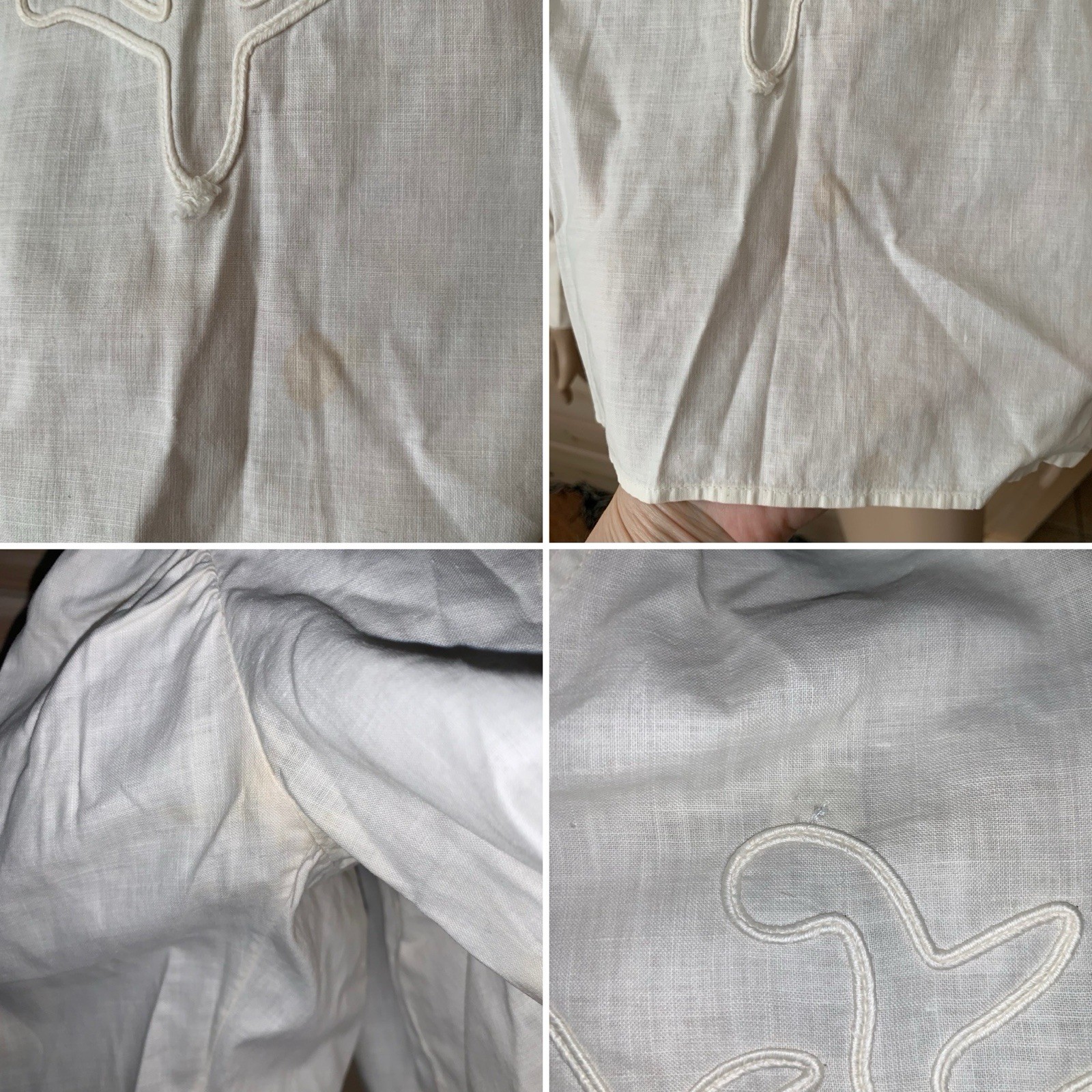 Unusual Find! Early 1900s Cotton Spring Summer Blouse With Piping Detail
