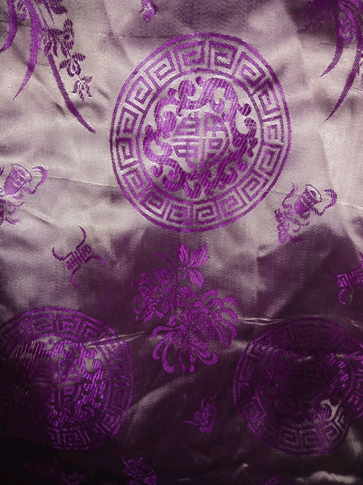 Vintage 70&rsquo;s Vietnam War Souvenir Kimono from Estate Satin Pink Purple Fabric