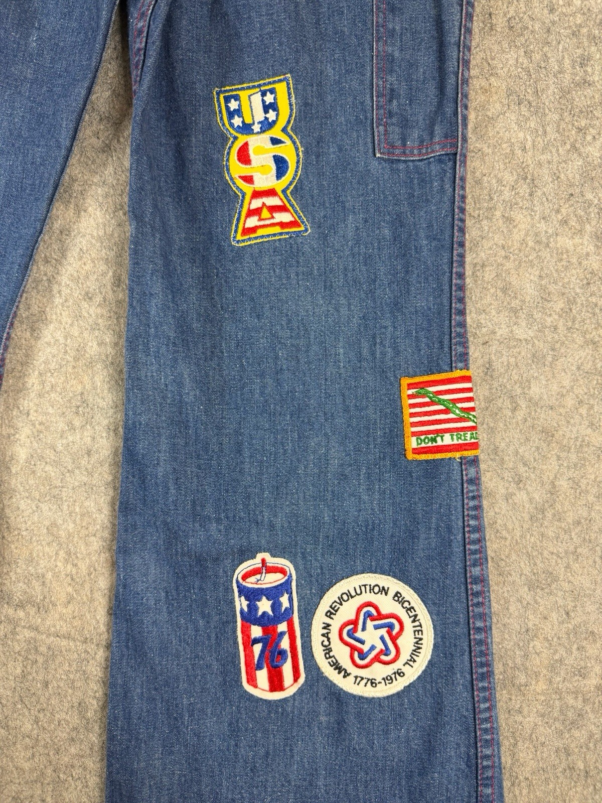 Vintage 70s Wrangler Buckle back Patchwork Jeans Rare USA Patches Size 27×30