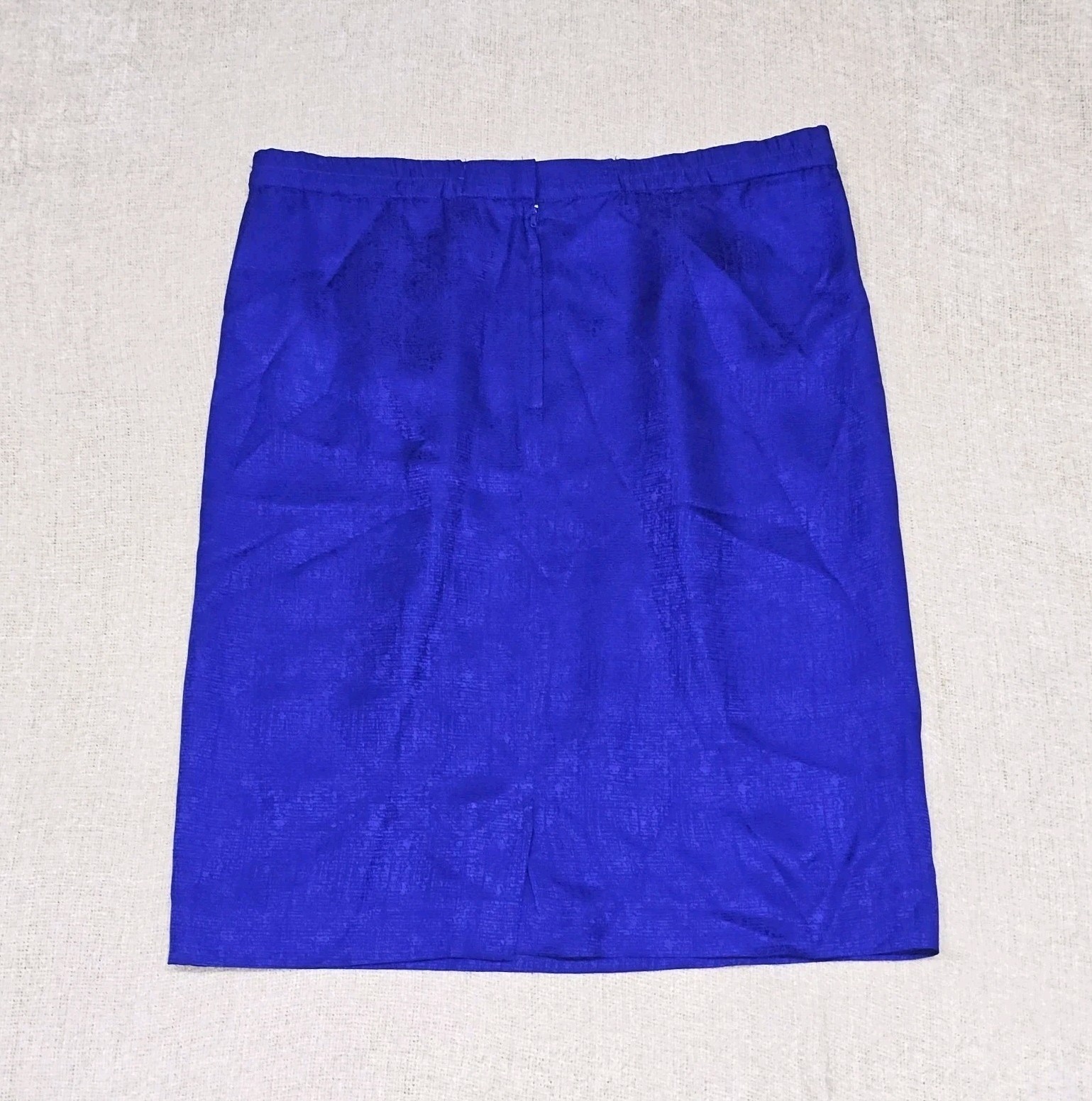 EUC Vintage Adrianna Papell Royal Blue 100% Silk Pencil Skirt Sz 12 Careerwear