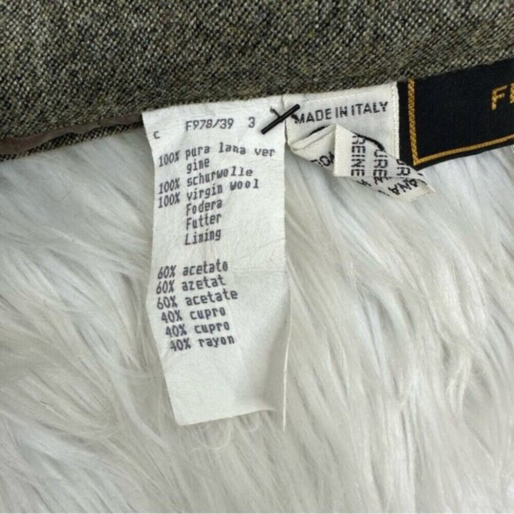 Fendi Olive Green 100% Virgin Wool Pencil Skirt Made in Italy Size FR 38/ US 25