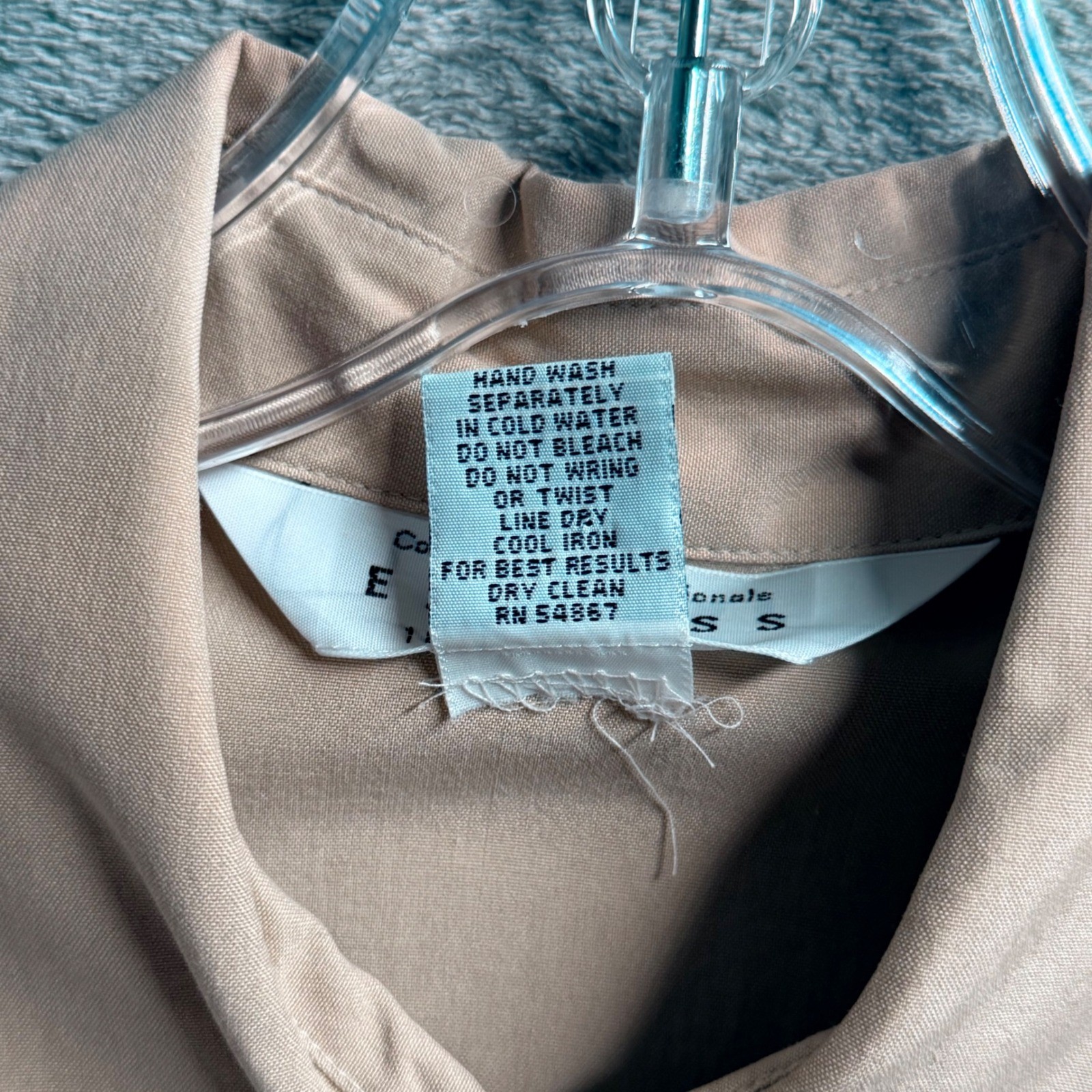 Express Silk Blouse Womens M Beige Vintage 90s Oversized Button Up Long Sleeve