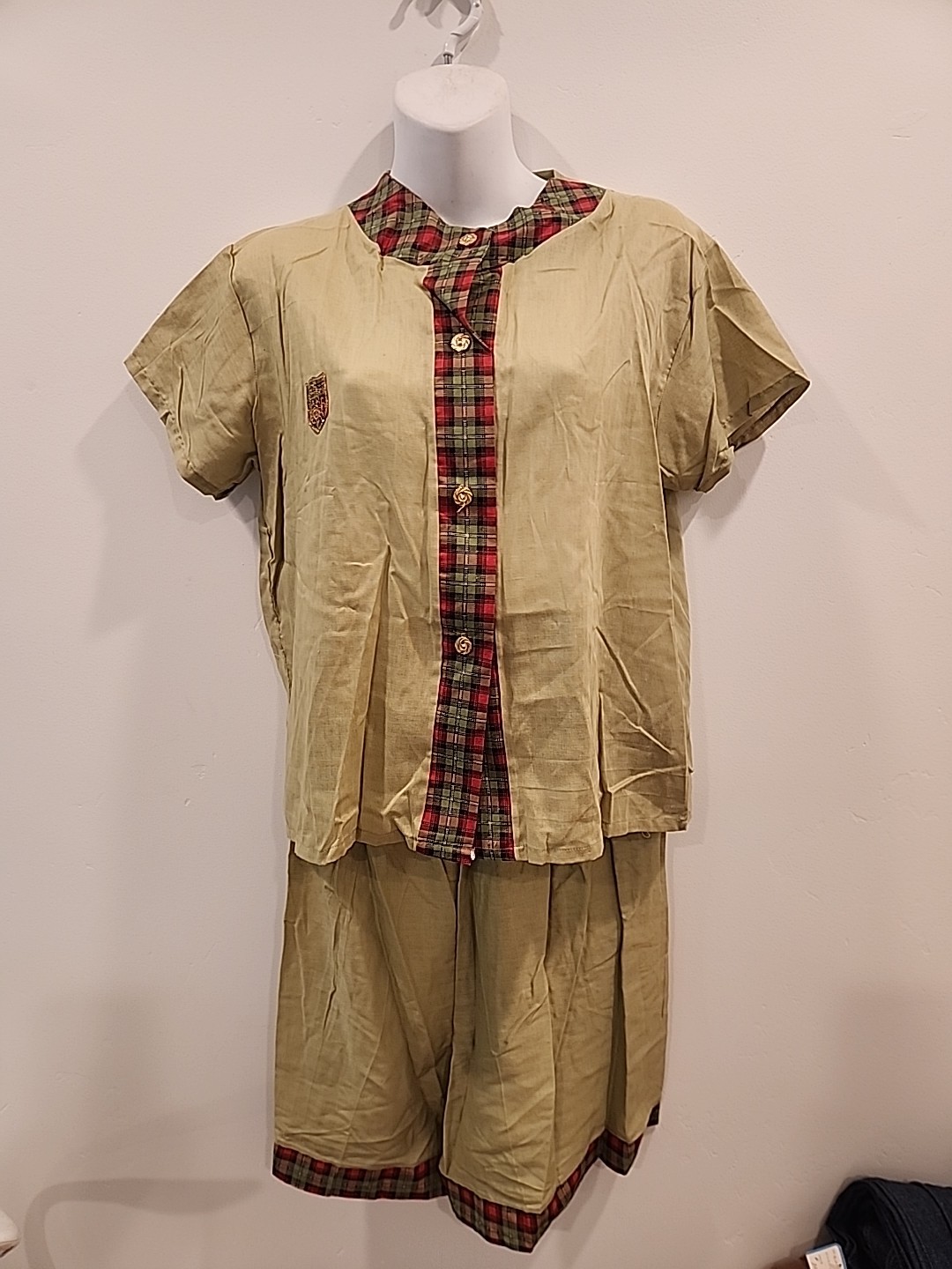 vintage sleepwear set shirt shorts lingerie cover up large 50&rsquo;s 60&rsquo;s nwot green