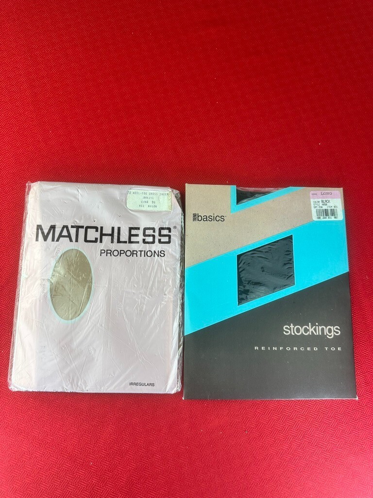 VTG 2 LOT Mix Matchless & Trend Basics Stocking Panty Hose 9.5 Long Fashion