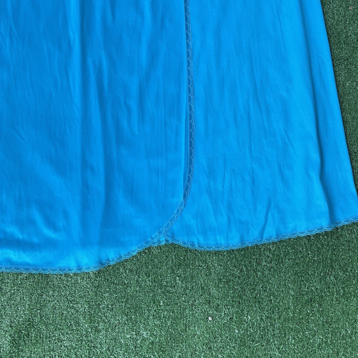 VANITY FAIR Vintage Dark Teal Blue Long Tank Nightgown WOMANS LARGE