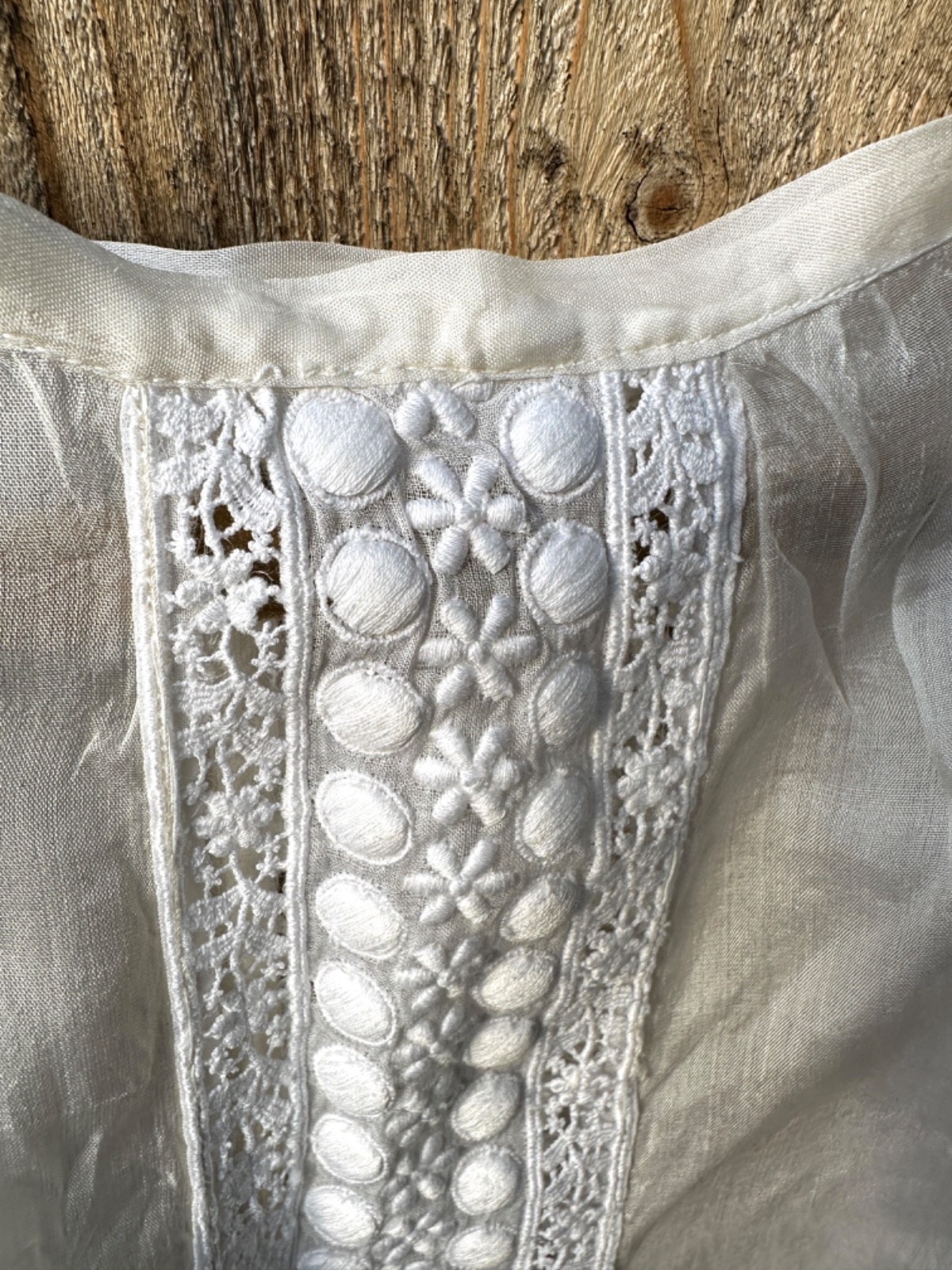 Edwardian Tea Dress Antique Silk Organza with Lace Rare Vintage