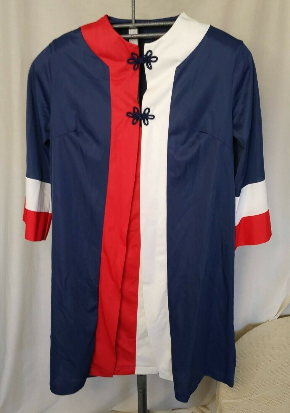 Vtg 60s Peignoir Robe Gown Mod/GoGo Red White Blue Women&rsquo;s Large Pinehurst