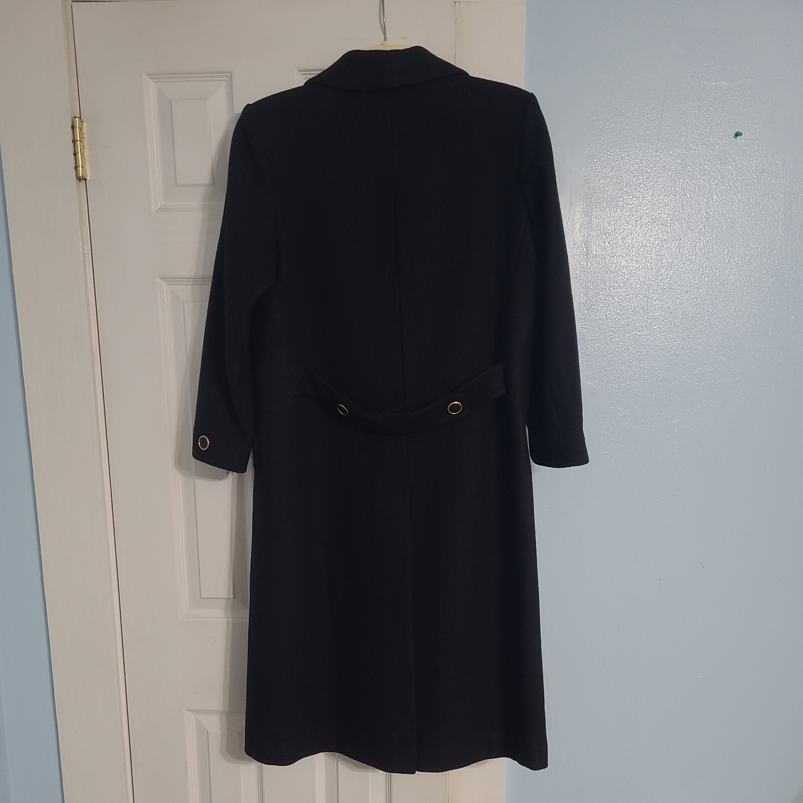 VTG 70s 80s Herman Kay Black Wool Double Breasted Pea Coat Womens Made in USA