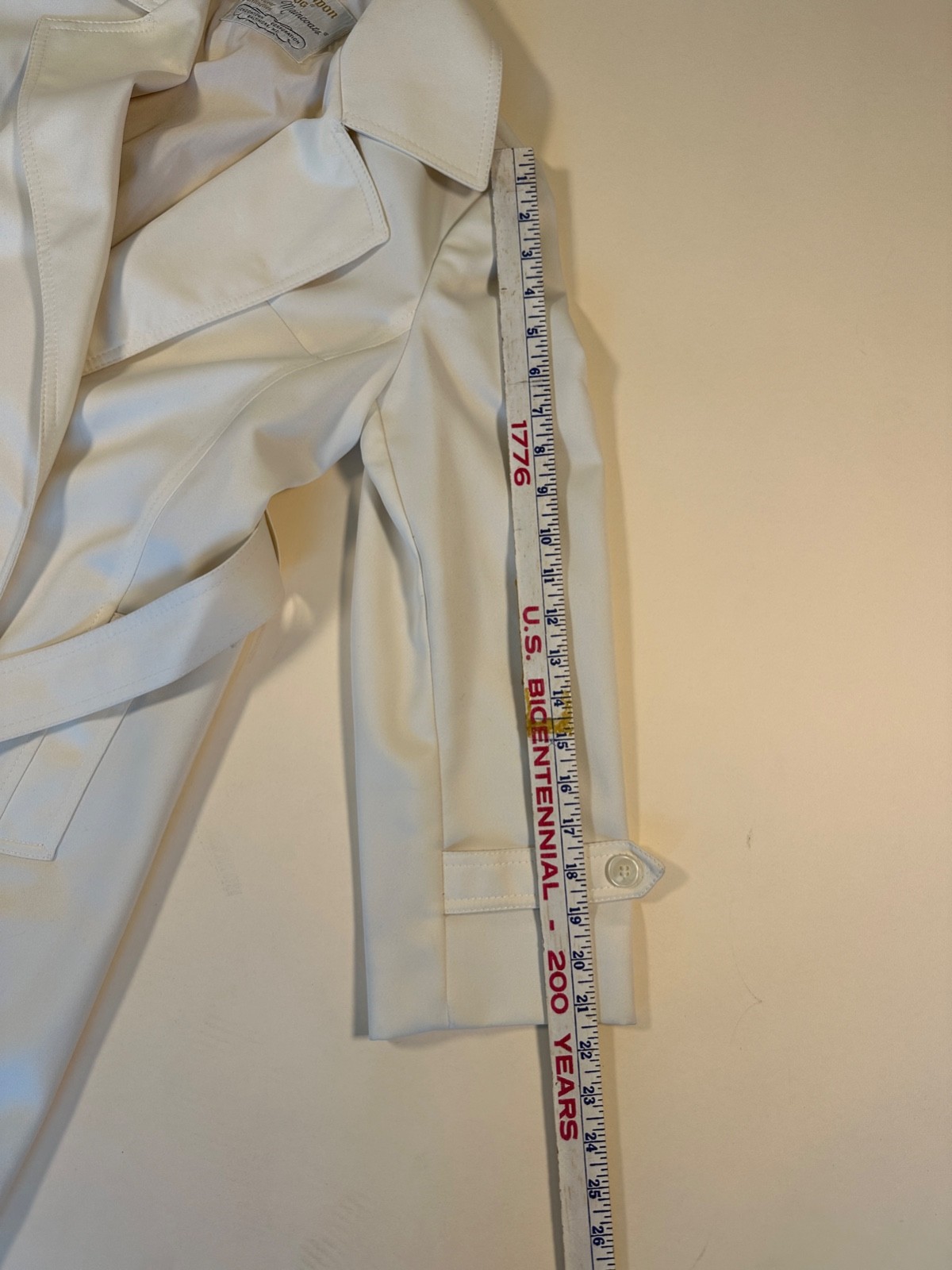 Vintage 70s London Fog Maincoats Trench Coat Ivory Belted USA Made 8