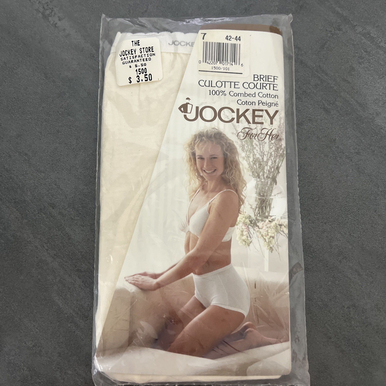 NEW VTG 1992 Jockey For Her Brief 100% Combed Cotton Ivory Panties Womens Size 7