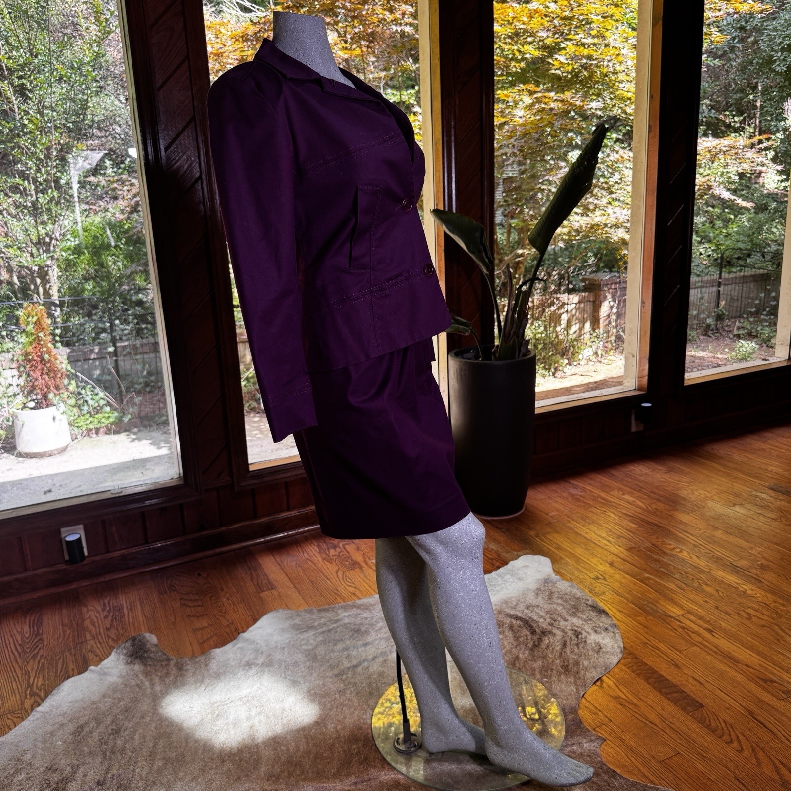 Vintage Pendleton Womens Purple Plum Cotton Skirt Suit Set Size 8 Academia
