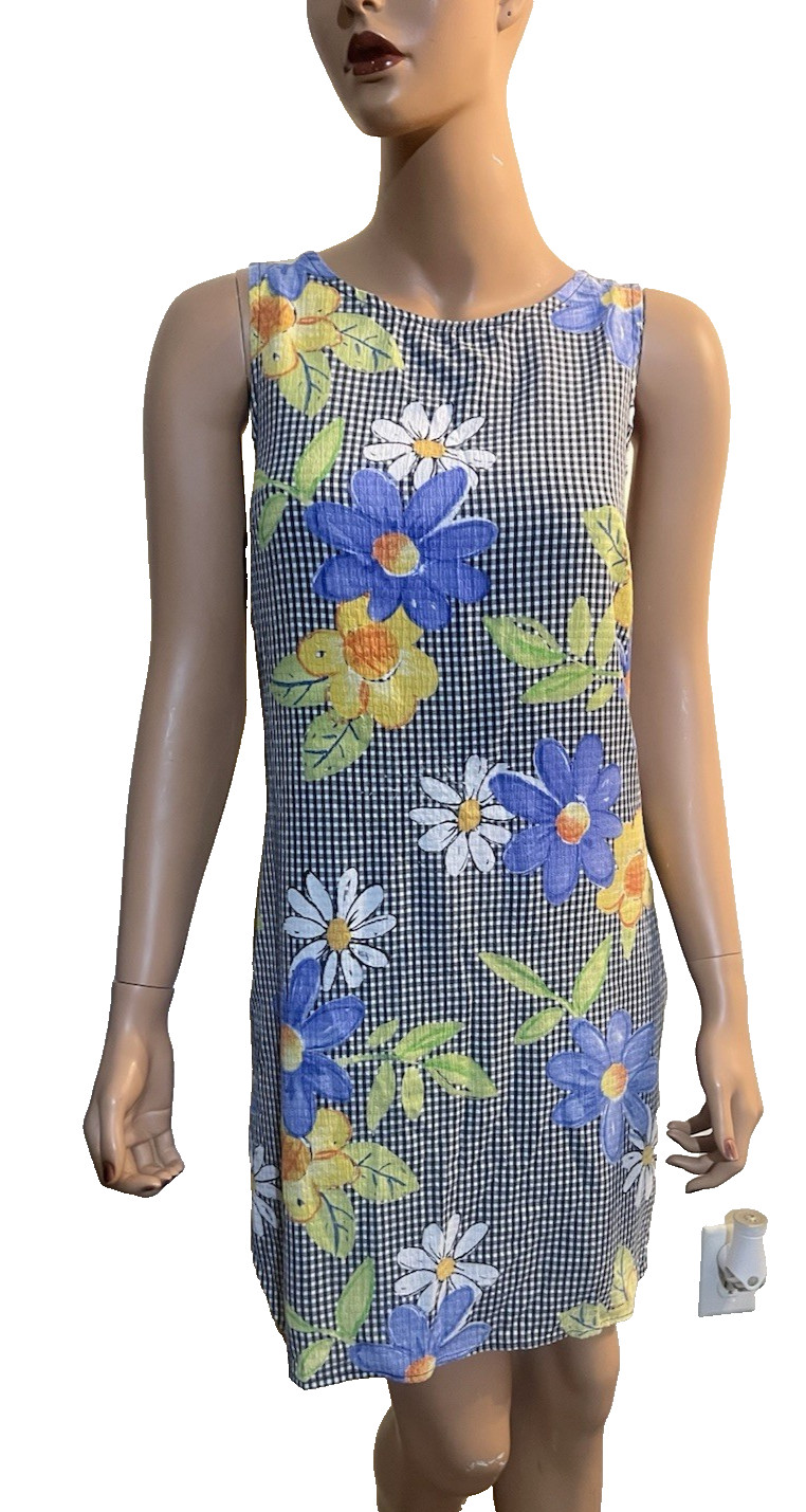 Vintage Y2K 90s Tank Dress DAISIES & GINGHAM Size Small