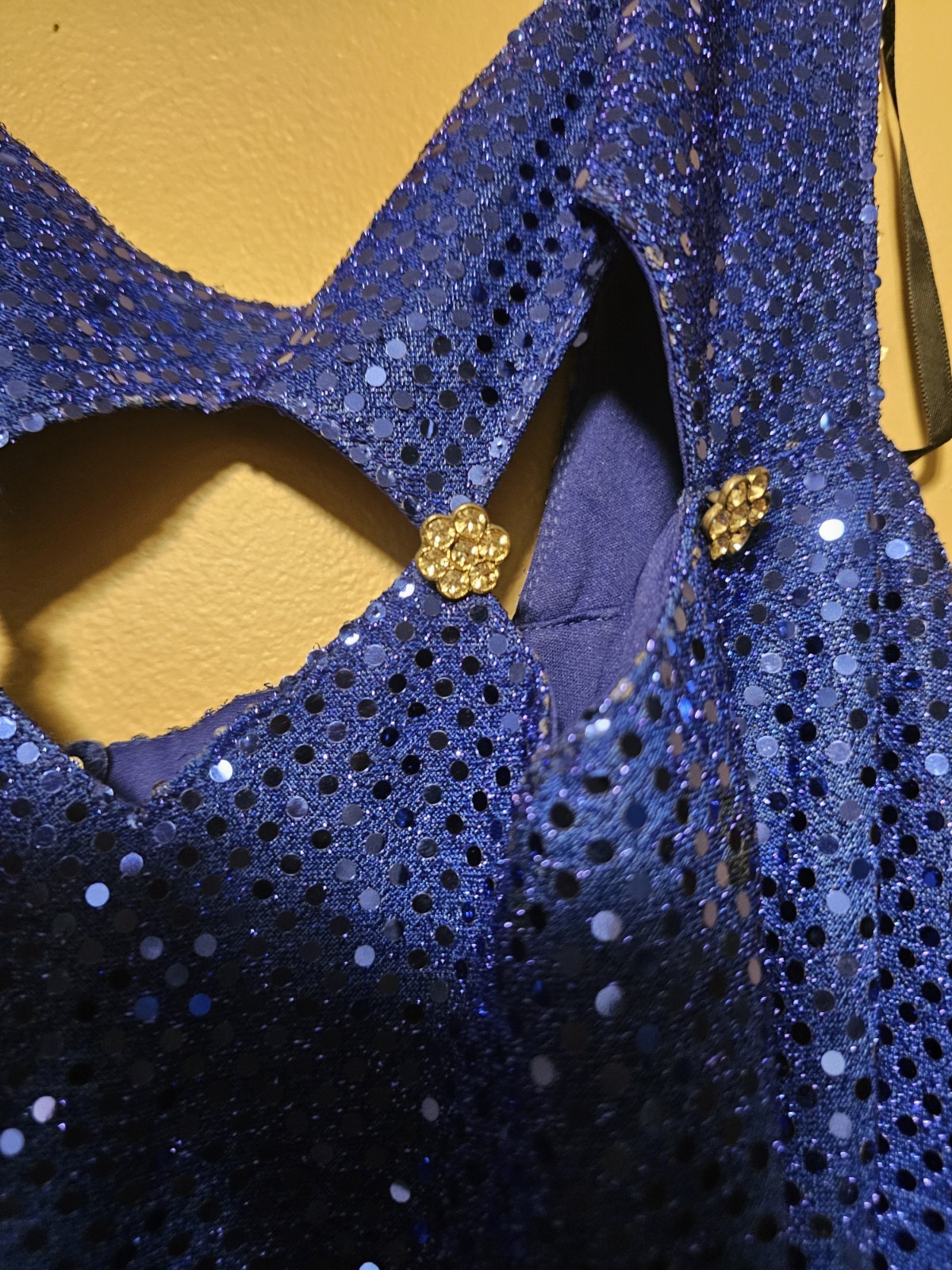 L.A. Glo Blue Iridescent Sequin Maxi Dress Evening Gown Flower Accent 20w 1990s