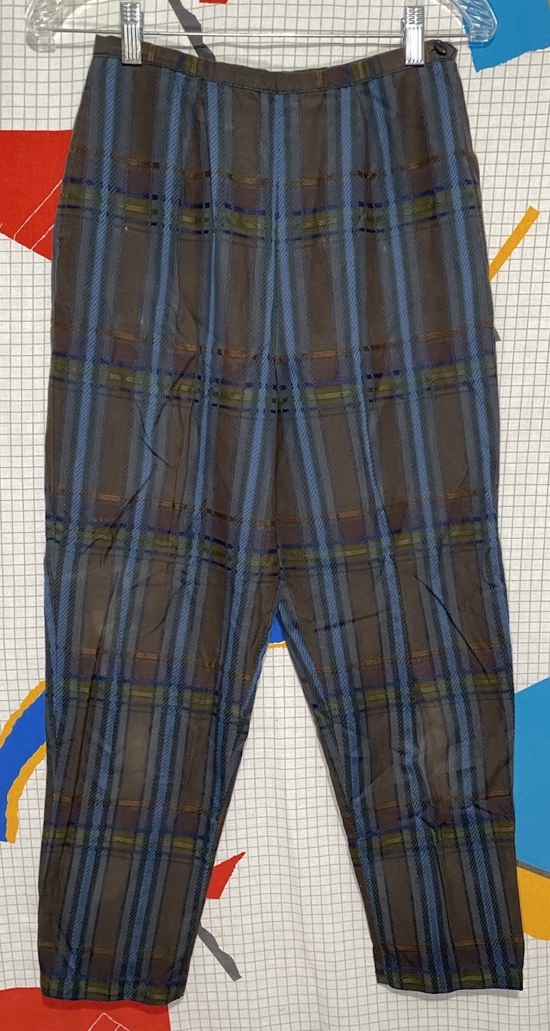 Vintage 50s Plaid Pants Side Zip 26 Trousers Tartan Stockton Dallas Rockabilly
