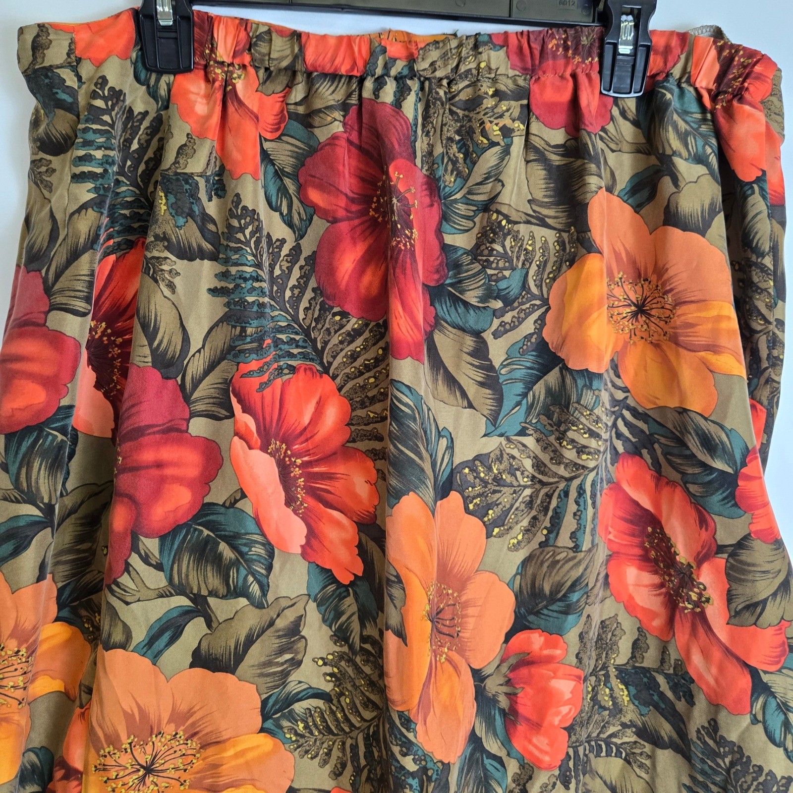 Rafaella Two Piece Set Top & Skirt 100% Silk Tropical Floral Vintage Large READ
