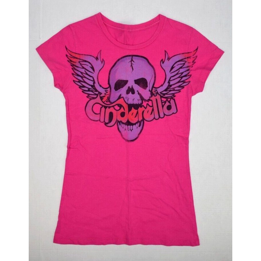 Band T-Shirt Cinderella Promo Size S/M Pink Somebody Save Me Winged Skull c.2010