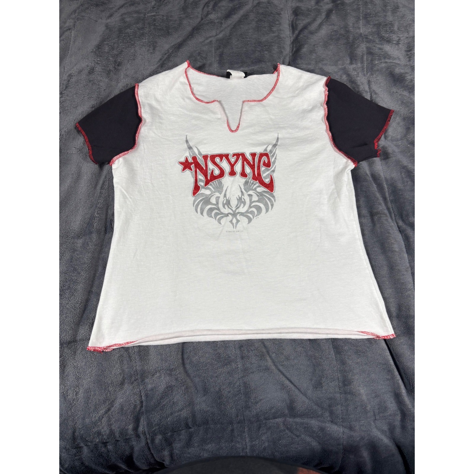 Vintage 2001 NSYNC Georgiana Graphic Tee White Black Red Contrast Stitch Large
