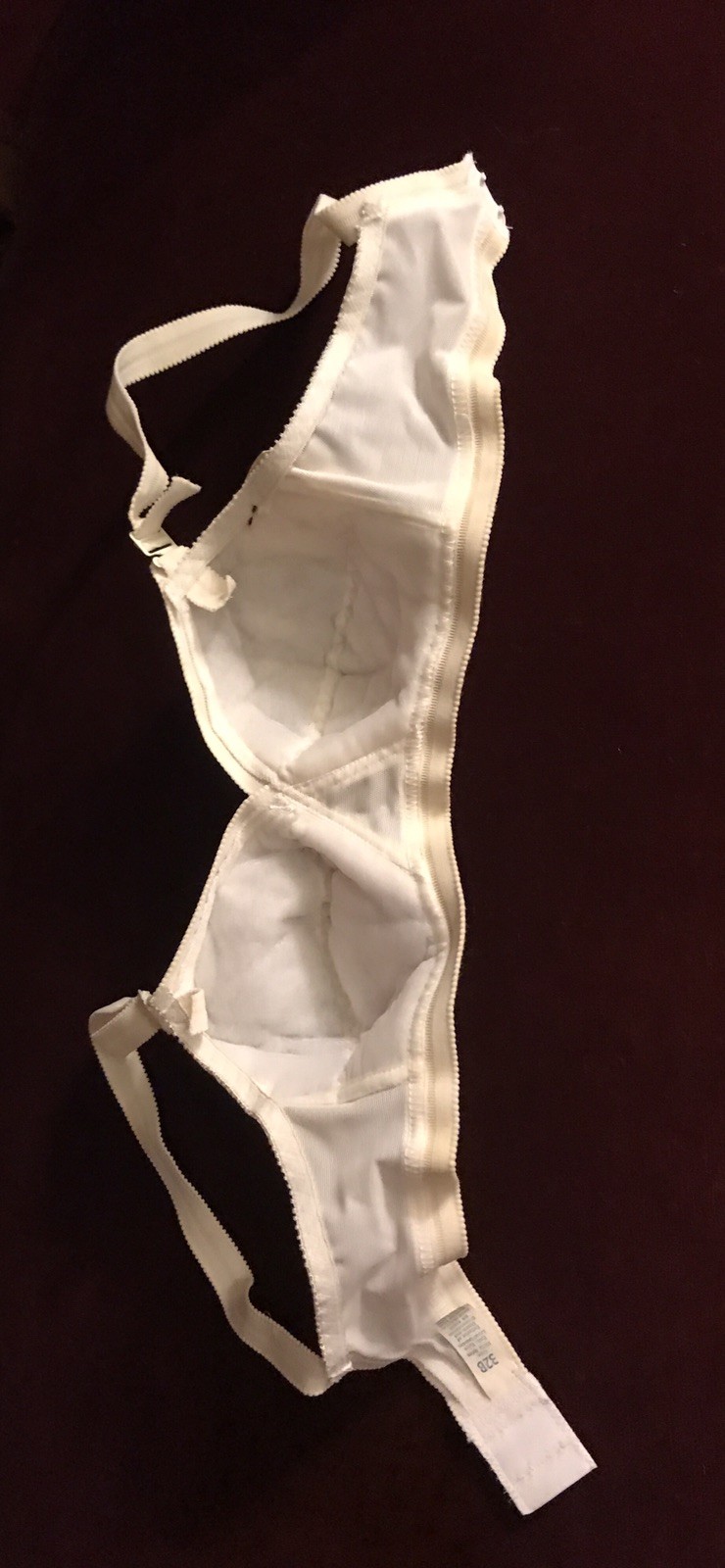 Vintage Bra Padded White Lace Nylon Spandex Lycra Adjustable Strap 1970s NEW 32B