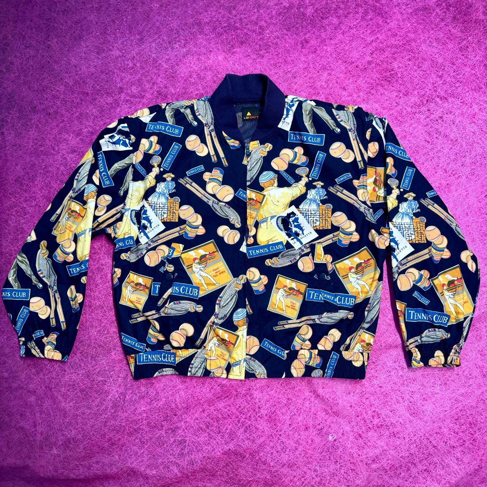 Vtg Liz Claiborne Sport 90’s Y2K Tennis Club All Over Print Jacket Women M