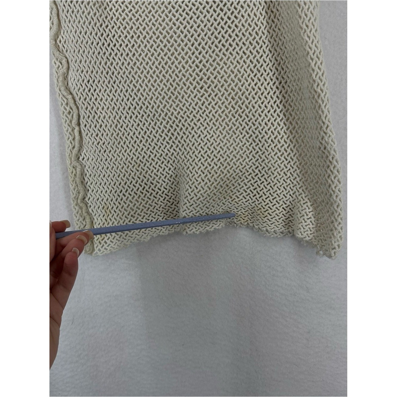 Sav A Sac Vintage Mesh Knit Tank Top Women&rsquo;s Small Cream Green Boho Cami