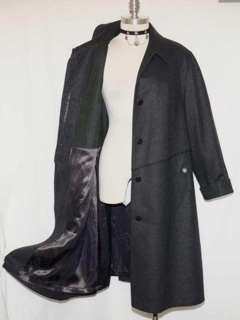 BOILED WOOL Long OVER COAT Winter Women German BLACK ~ WARM LINING Jacket XL 2XL