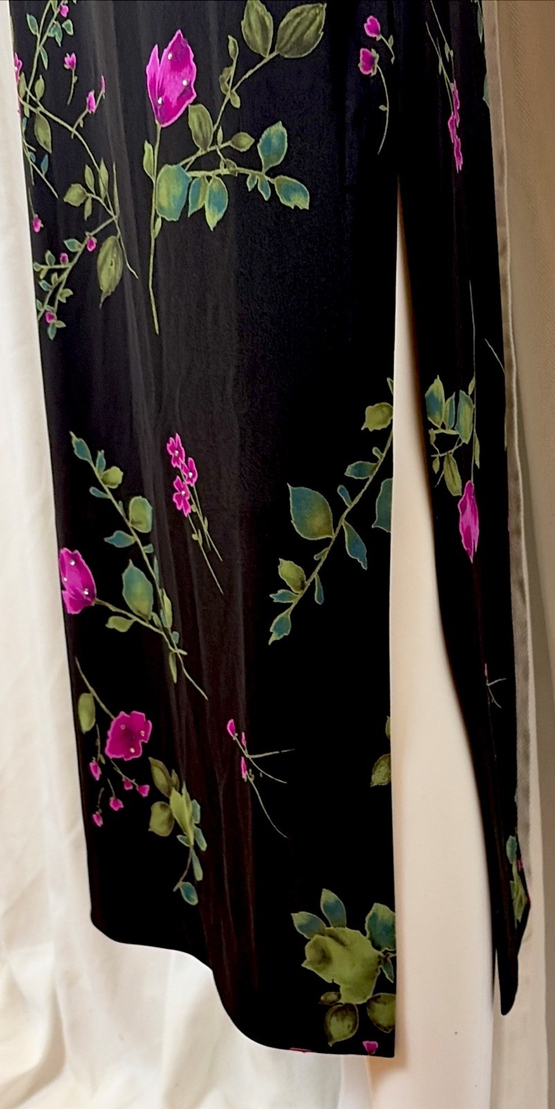 Vtg 90s Adrianna Rachel Kaye Vamp Goth Punk Dark Floral Jewel Slip Dress SZ 4P