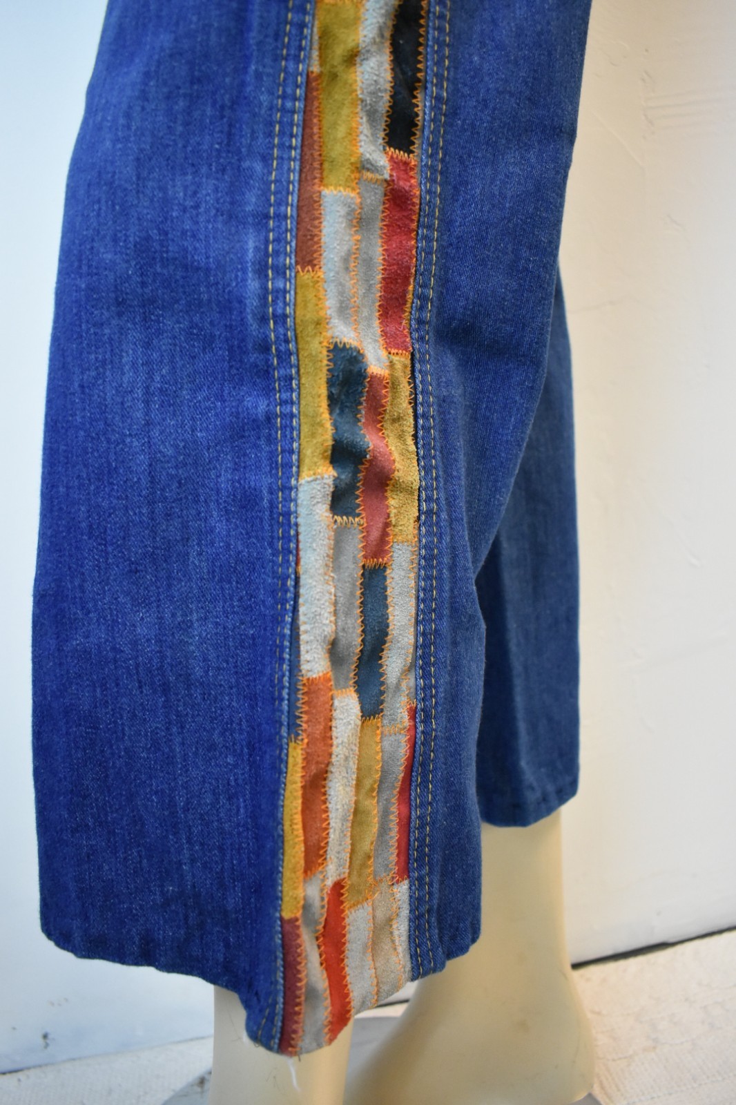 Vintage 1970’s Hippie Patchwork Denim Jeans with Leather – Laura Accessories