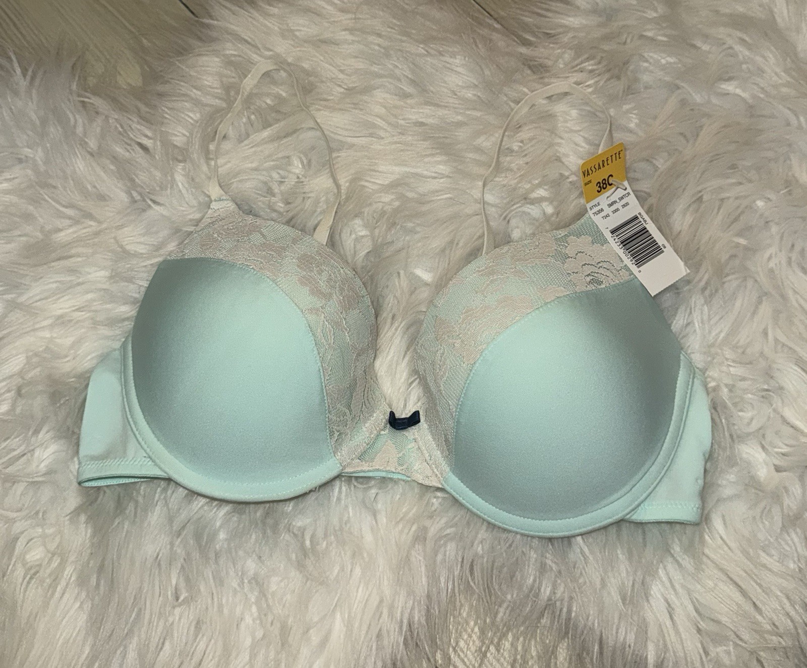 Vintage Vassarette 75-356 Padded Underwire Bra Lace Womens 38C Mint Green New