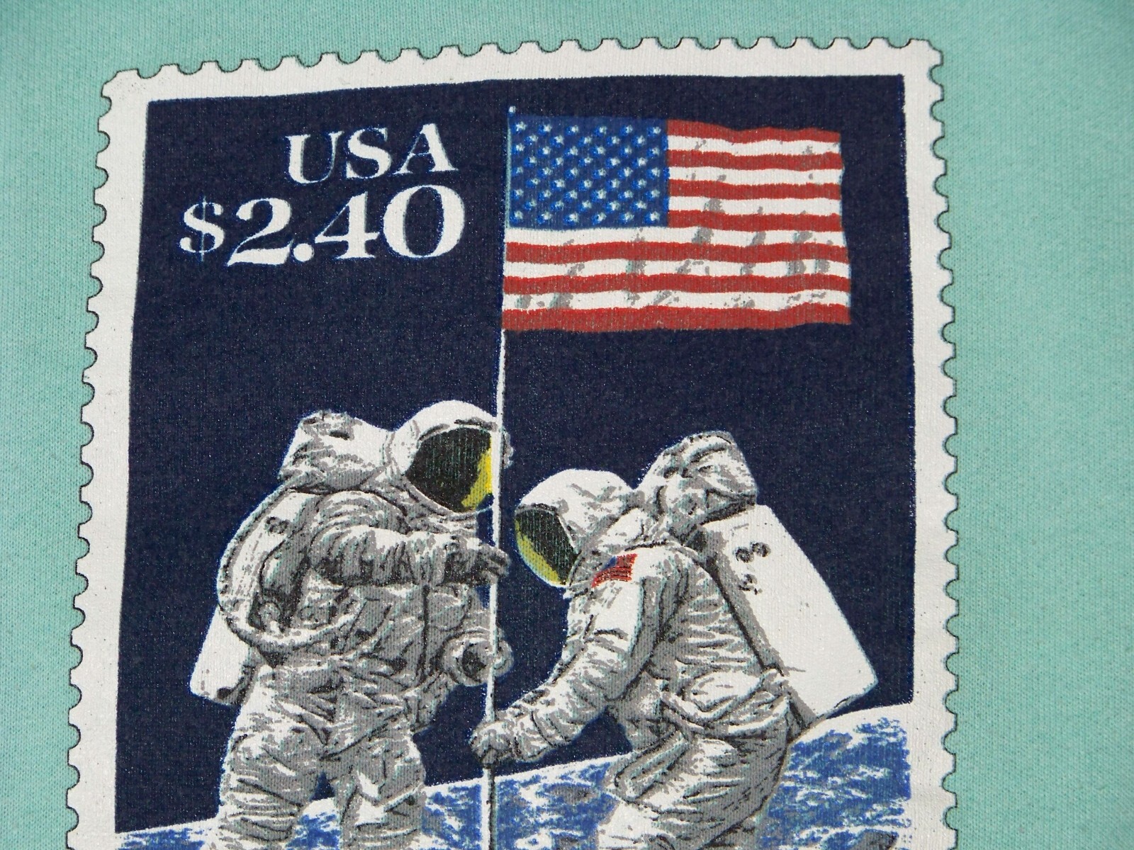 Vtg. U.S. Postal Service 1989 Sweatshirt – L – Priority Stamp « Man On The Moon »