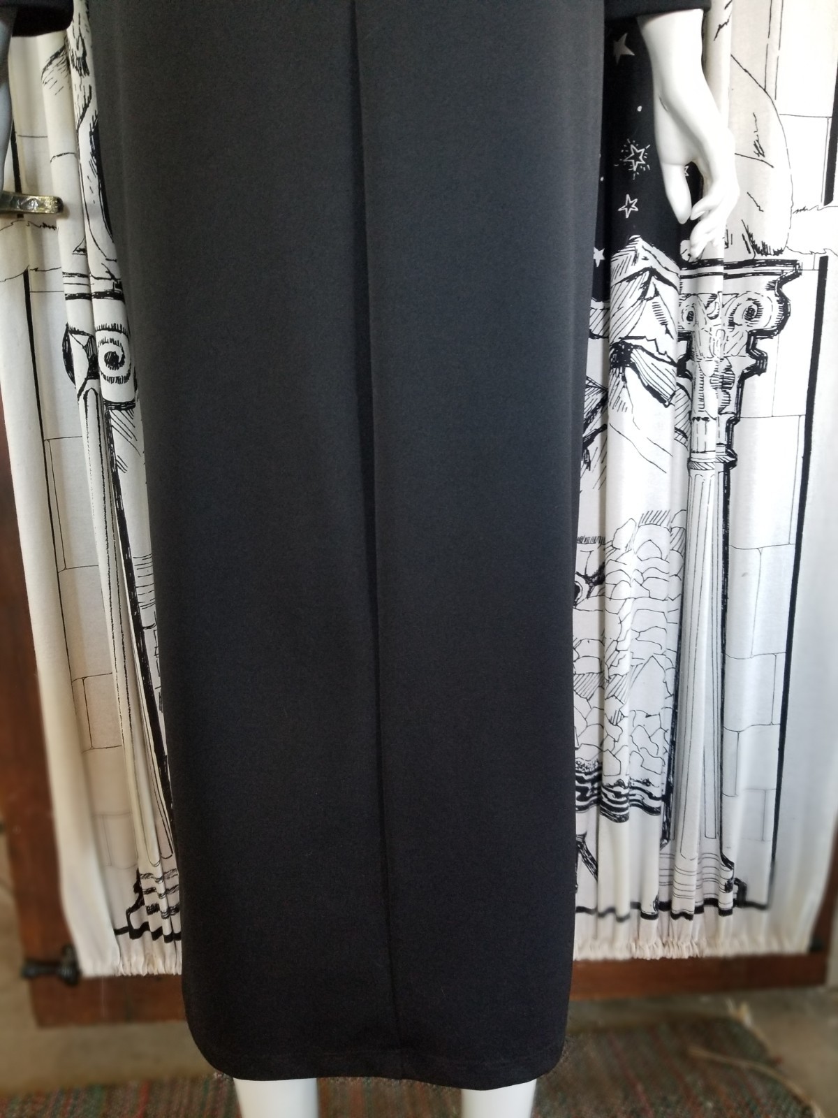 1980&rsquo;s CALIFORNIA CONCEPTS Black Poly Womens Vintage Jacket Kimono Duster Fur S