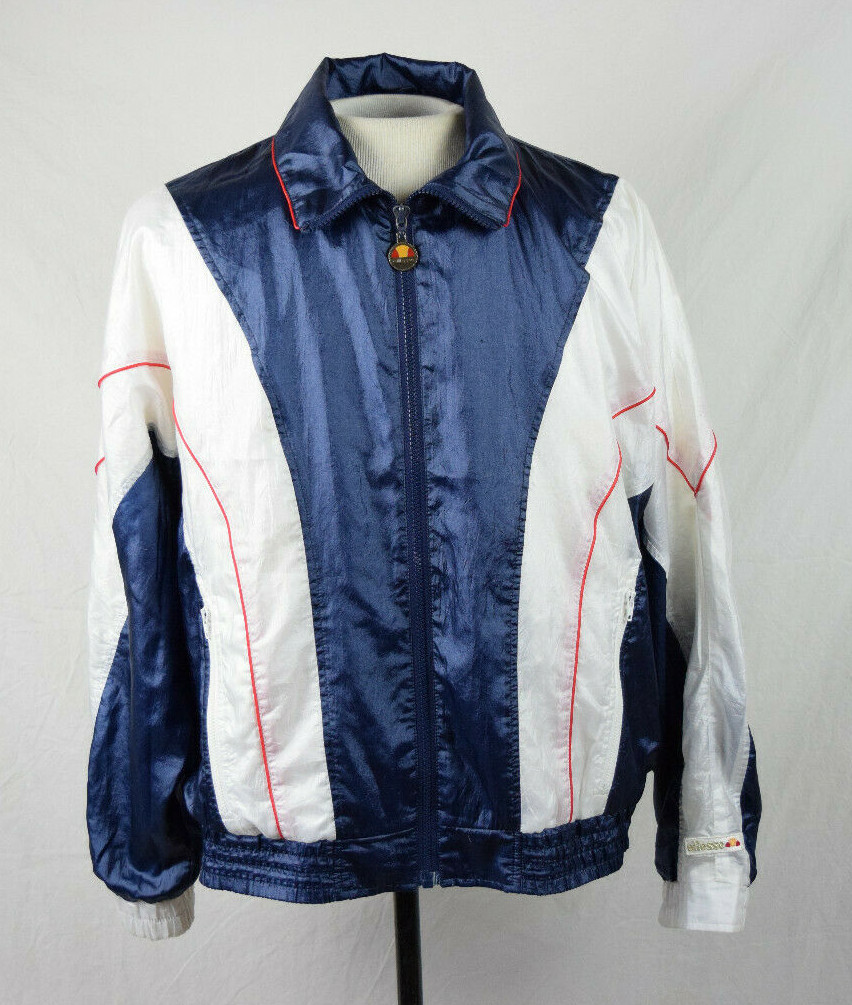 Vintage 80s ELLESSE Women Zip Up Track Jacket Sz. 2 Multi-Color VTG