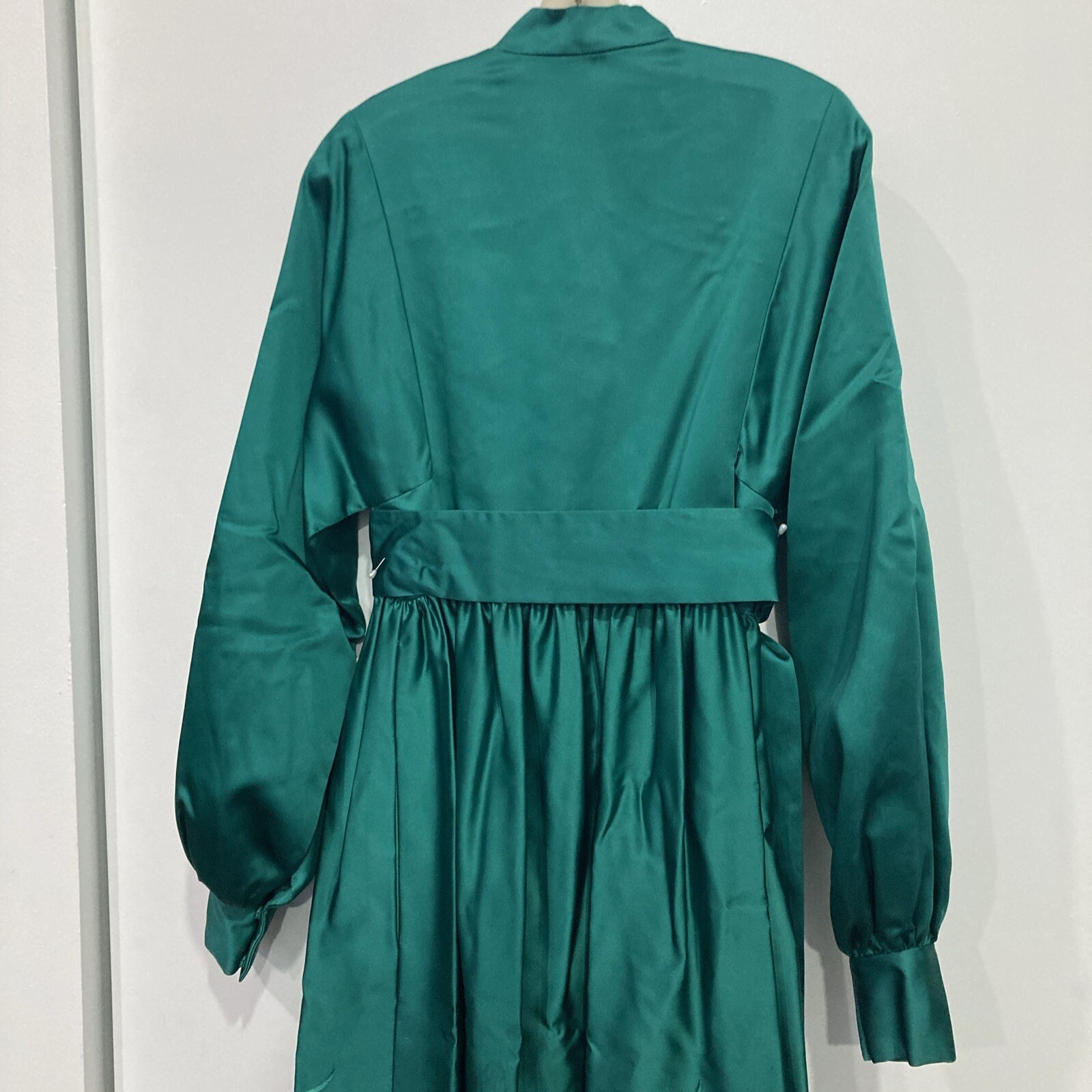 1960s Teal Green Emerald Embroidered Silk Dress Size 10 Charlottes-West Of Akron
