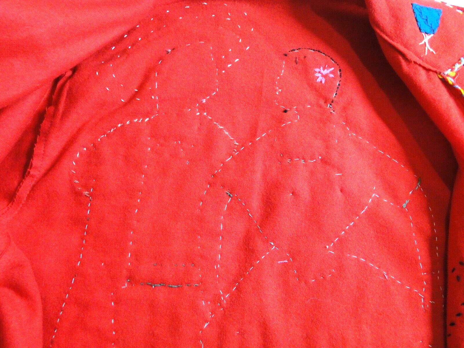 Vintage 40s jacket Wool Medium LOPEZ MEXICO Embellished FELT Couple On Back Red