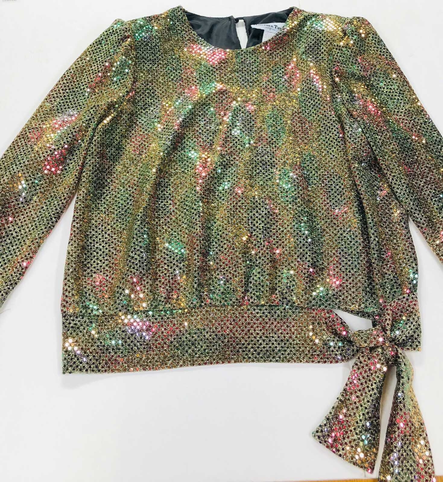 ANOTHER THYME NEW Gold RED Green Sequin Vintage HOLIDAY Size 18 Blouse 978130