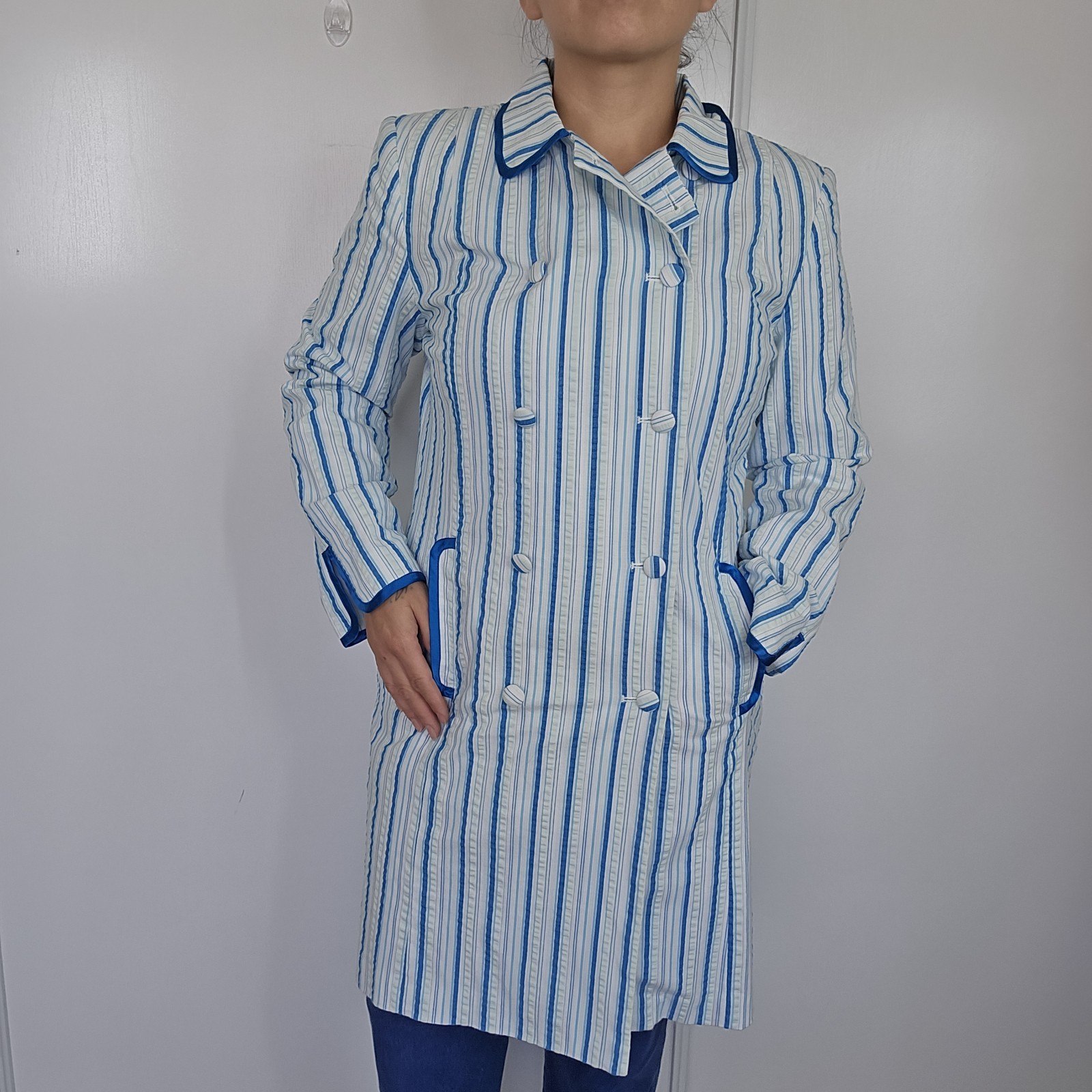 Vintage Diane Von Furstenberg Silk Assests Size 8 Cotton Lightweight Trench Coat