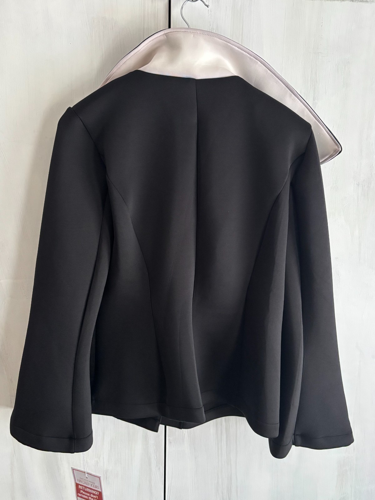NWT Vintage 1980s Tally Taylor Avant Garde Scuba Blazer Jacket Black White 12