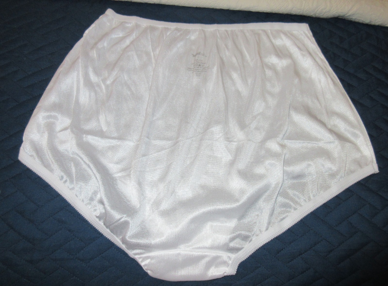 NATIONAL WHITE glossy nylon w/ lined crotch brief style panties 11 / 4XL NEW