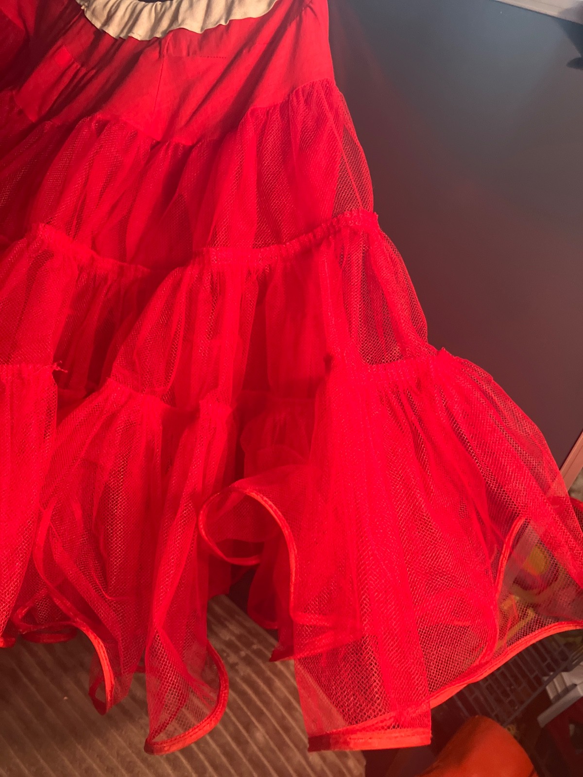 VTG 60&rsquo;s MALCO MODES RED RUFFLED TIERED SKIRT – DANCE – COUNTRY WESTERN