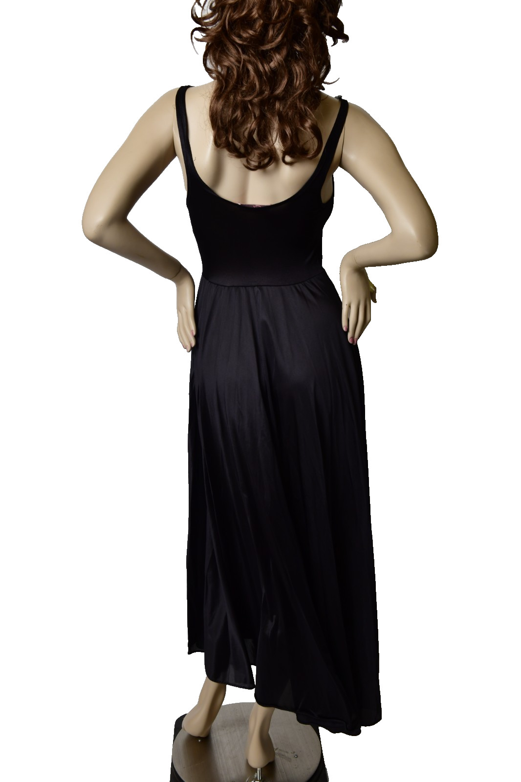 Vintage Black Vandermere Olga Style Size Med Long Nightgown