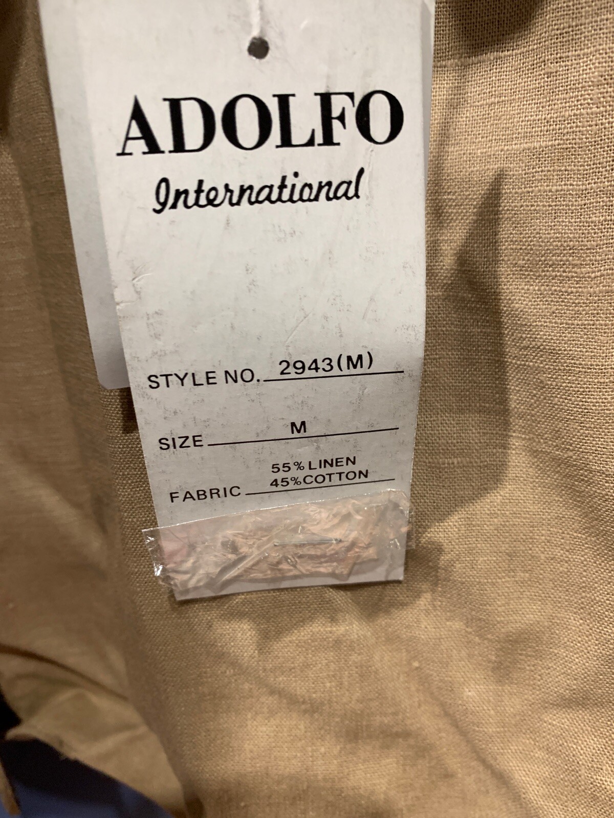 Womens Medium Linen Blend Jacket Blazer Embellished, Vintage Adolfo, Tan, NWT