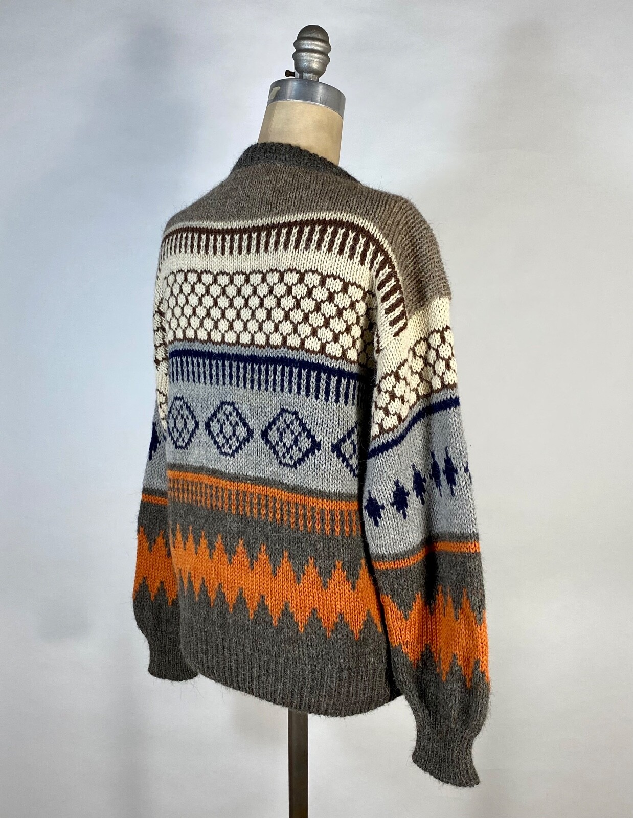 Vintage 1980&rsquo;s LINEA DE ALPACA Peruvian hand knit alpaca wool unisex sweater S/M
