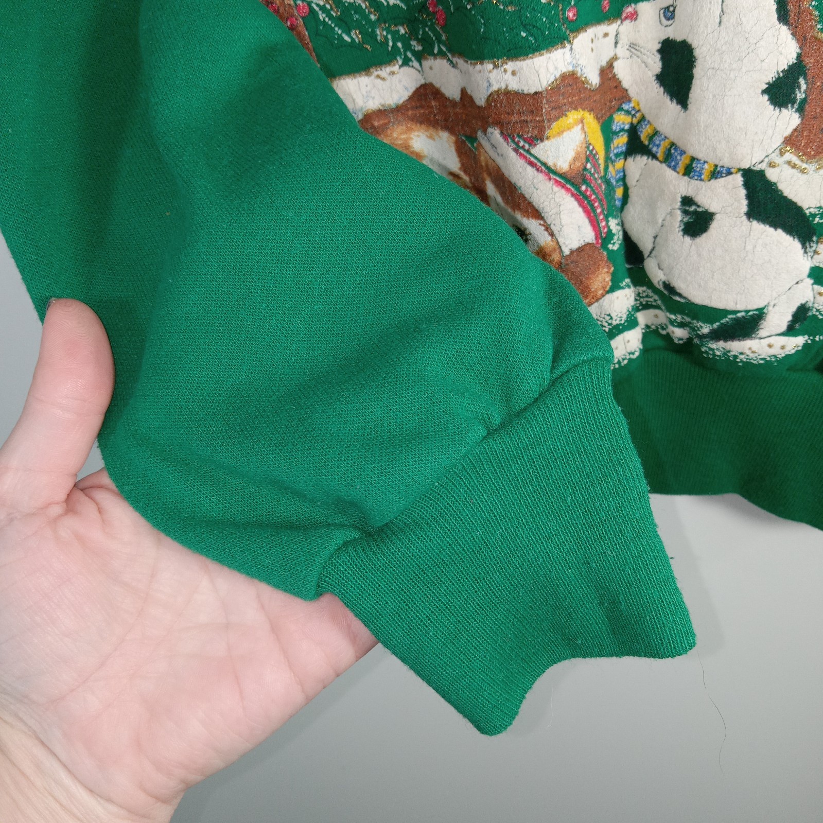 Nutcracker Green Christmas Kittens Sweatshirt Size XLarge Vintage Graphic Cat