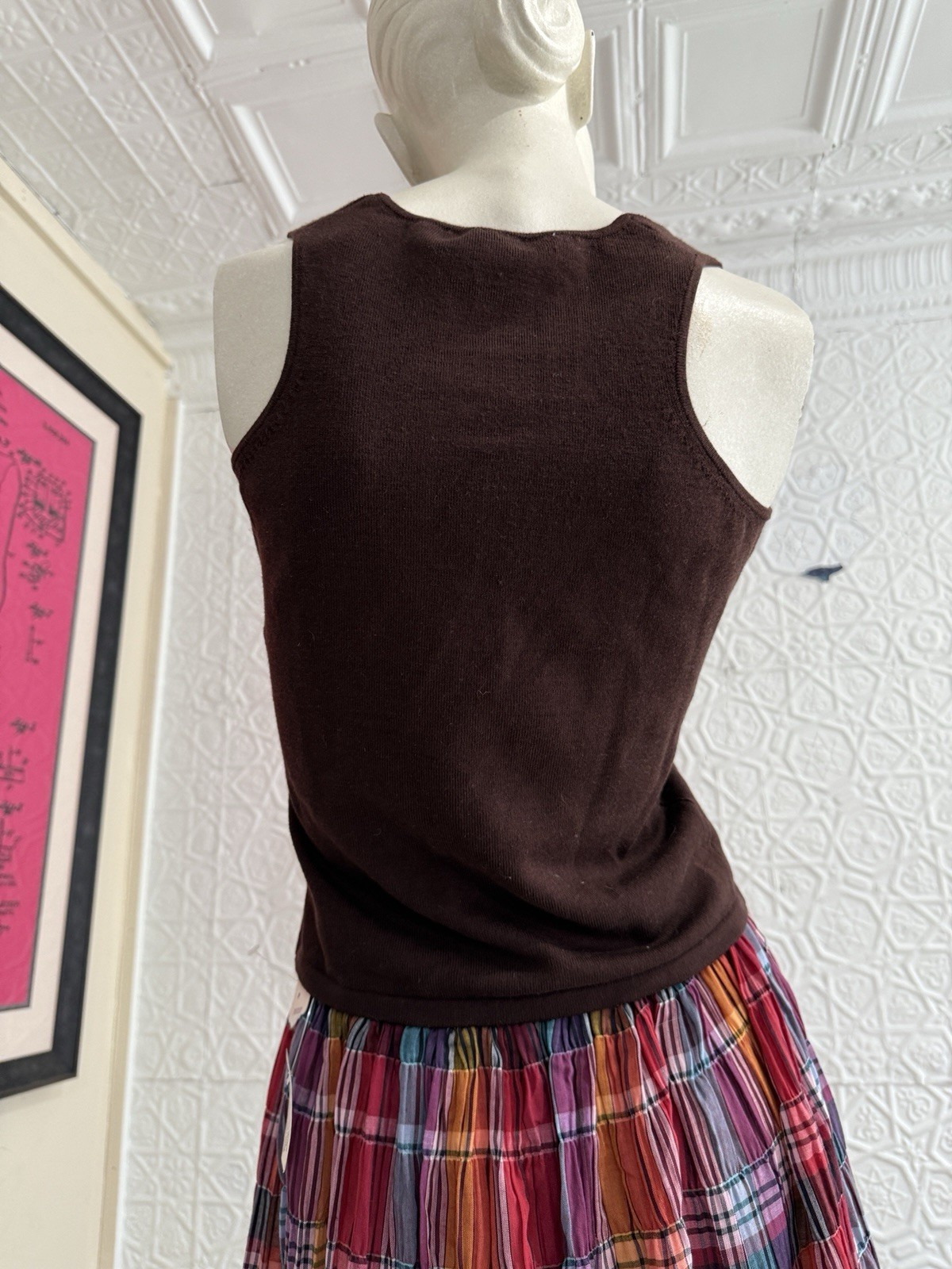 Vintage Emmanuel Ungaro brown sleeveless knit top-Camis- 1980s-1990s-Minimalist-