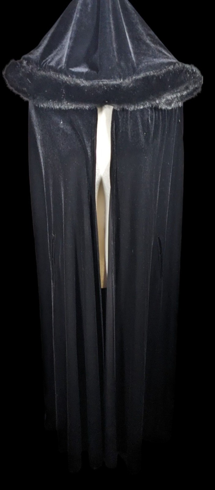 Vintage Gothic Jeffrey & Dara Evenings By Tom Barra Velvet Hooded Cloak With Fau