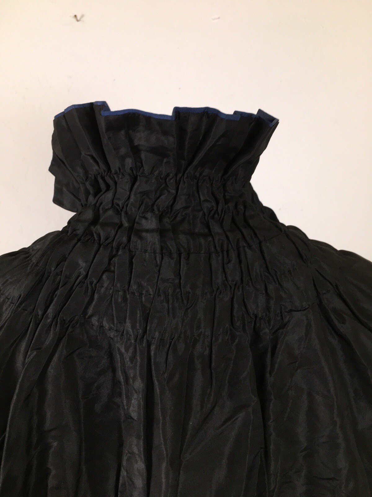 Exquisite Antique Edwardian Black & Blue Silk Walking Skirt Suit