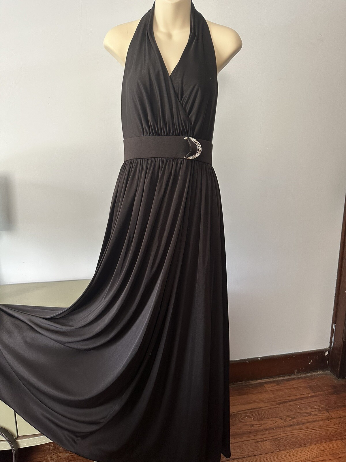Vintage 70s The Eva Gabor Look By Estevez Black Gown Size 10